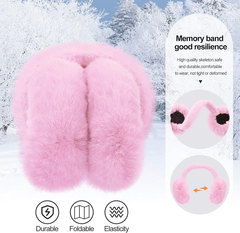 CHUANGLI Foldable Ear Muffs for Women Cold Weather Fluffy Earmuffs Winter Warm Headband Cute Slouchy Ear Warmers - Image 5